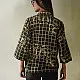 handblock printed breathable pure cotton men shirt in dark brown and cream grid check with stylized floral block print motifs