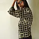 handblock printed breathable pure cotton men shirt in dark brown and cream grid check with stylized floral block print motifs