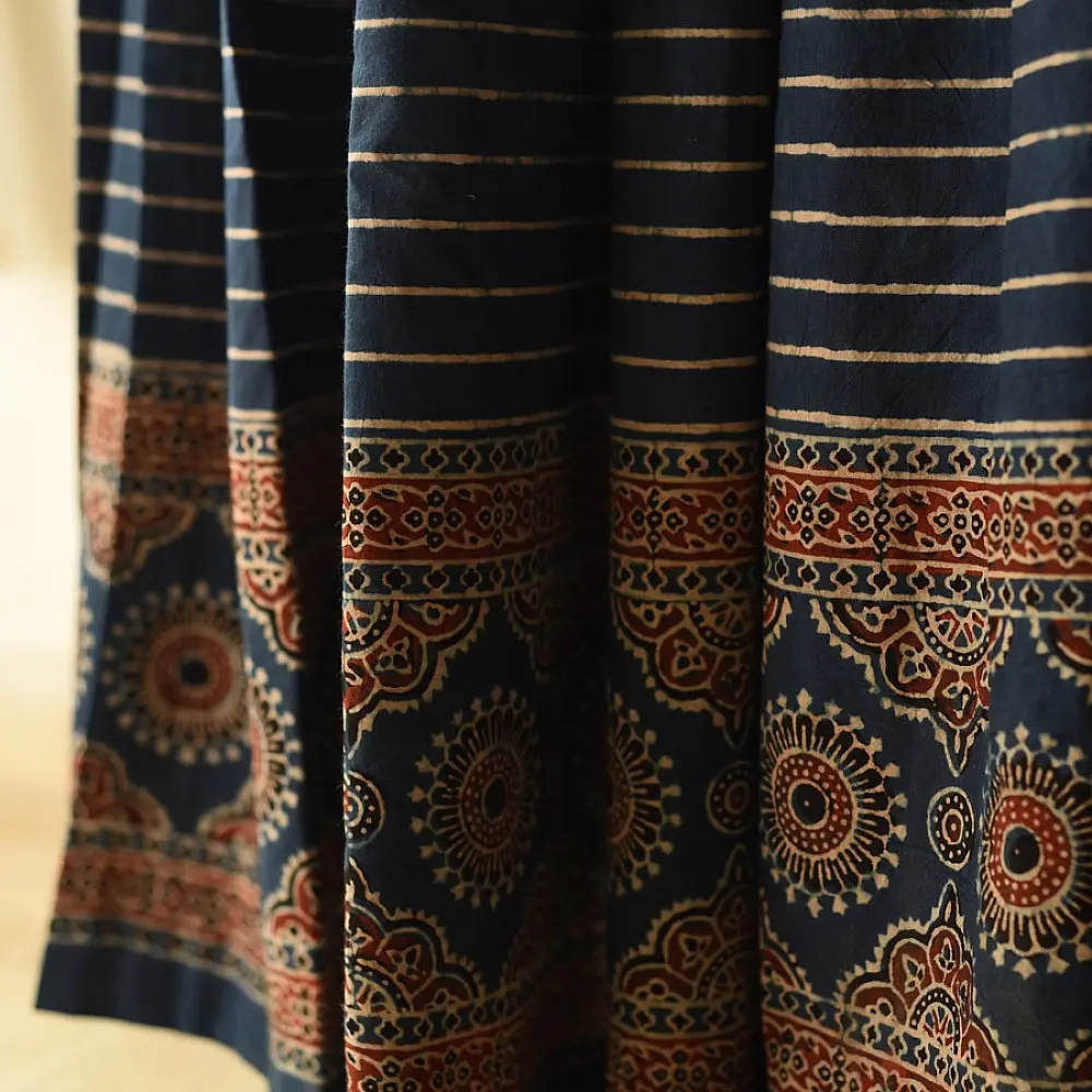 shop Ajrakh Prints Long Skirt / Ghagra With Natural Dyed