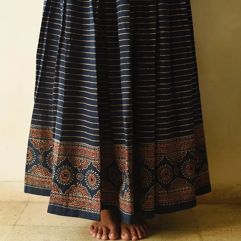 shop Ajrakh Prints Long Skirt / Ghagra With Natural Dyed