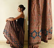 Flowers in a River | Ajrakh Prints Long Skirt / Ghagra With Natural Dyed - Red & Brown