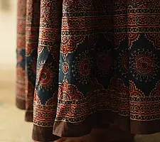 Flowers in a River | Ajrakh Prints Long Skirt / Ghagra With Natural Dyed - Red & Brown