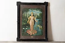 Memory Lines | Indian Antique Print - Shree Laxmi (With Frame)