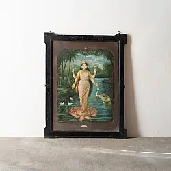 Memory Lines | Indian Antique Print - Shree Laxmi (With Frame)