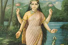 Memory Lines | Indian Antique Print - Shree Laxmi (With Frame)