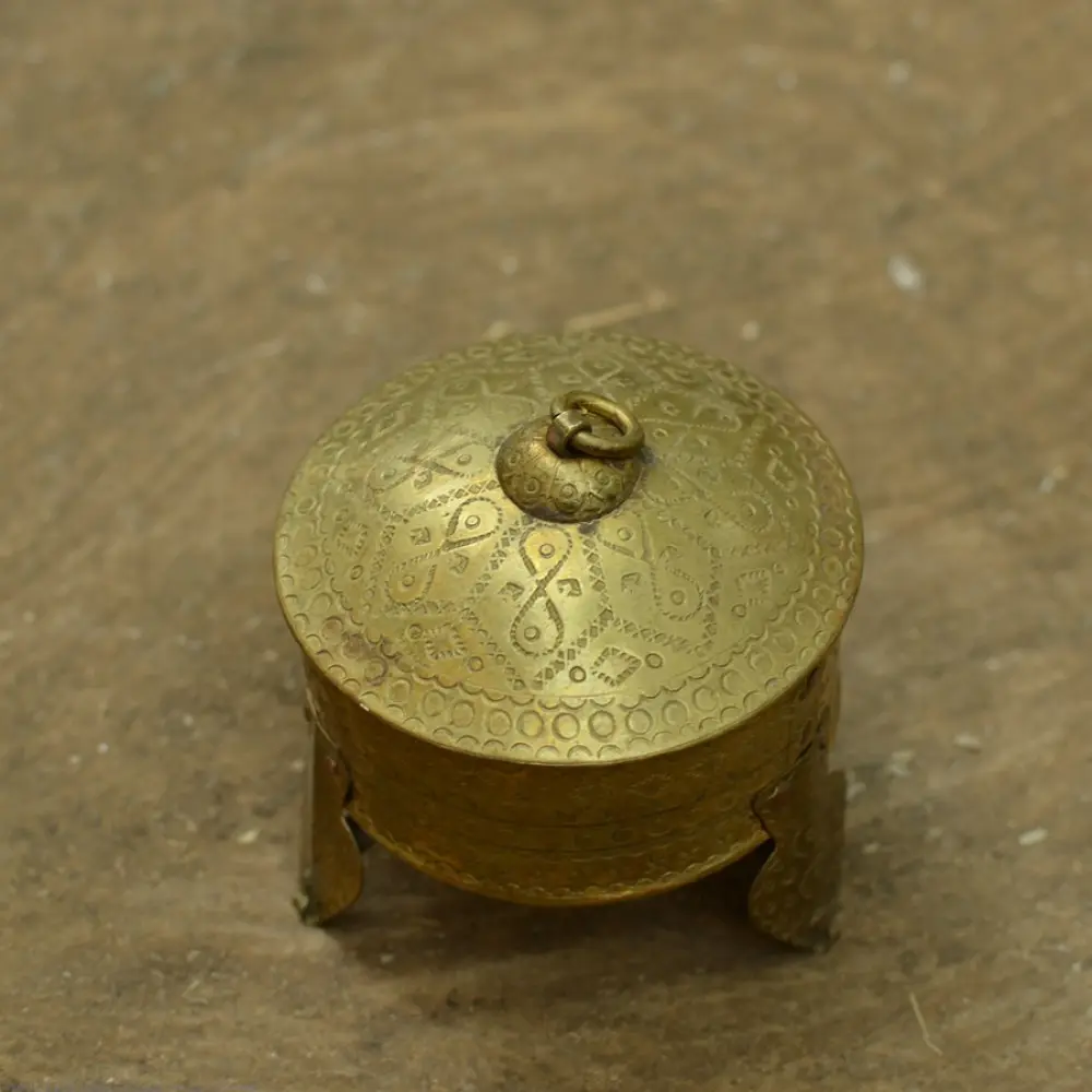 shop pure Brass ~ 4 x 4 x 4.2  Mukhwas Box