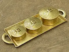 Ahar ✽ Brass ~  Tray & Three Dabro Set ( Set of Four )