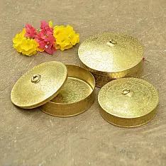 Ahar ✽ Brass ~ Dabro | Biggest -5.8" x 5.8" x 3" { Set of three }