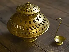 Ahar ✽ Brass ~ Kalash With Diya / Garbi ( 8" x 7.5" x 7.5" )