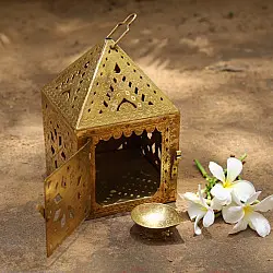 Ahar ✽ Brass ~ A Lamp with Diya (6.5" x 6.5 " x 7") -  3