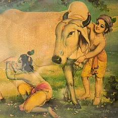 Memory Lines | Indian Antique Print |Bal Gopal (With Frame) 