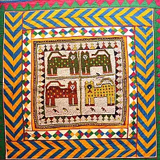 Prachin . प्राचीन  ❂ Saurashtra Beadwork - Old & Antique Wall Hanging -Tiger