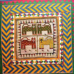Prachin . प्राचीन  ❂ Saurashtra Beadwork - Old & Antique Wall Hanging -Tiger