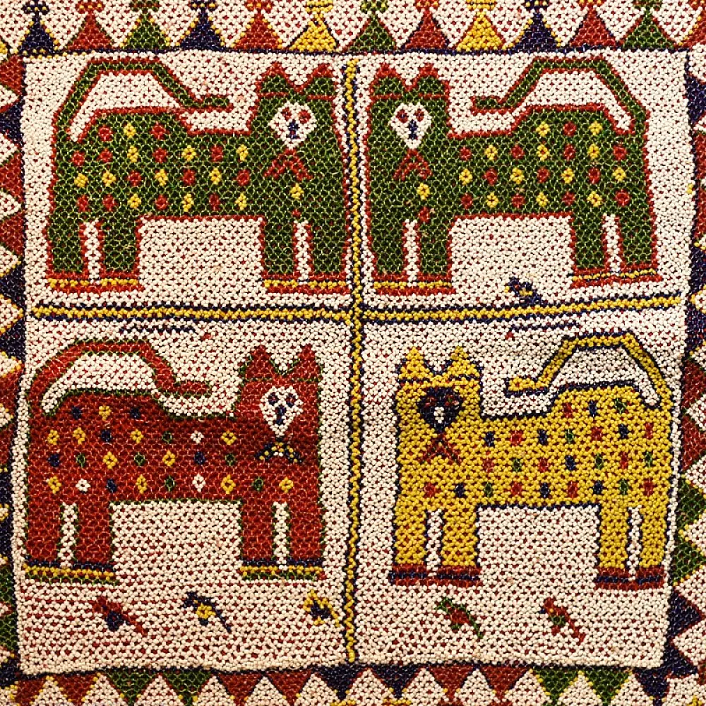 Saurashtra Beadwork - Old & Antique Wall Hanging - Peacock Motif Chakda