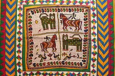 Prachin . प्राचीन  ❂ Antique Beadwork Wall Hanging -Tiger & Horse