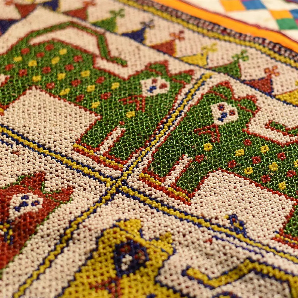 Saurashtra Beadwork - Old & Antique Wall Hanging - Peacock Motif Chakda
