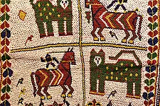 Prachin . प्राचीन  ❂ Antique Beadwork Wall Hanging -Tiger & Horse