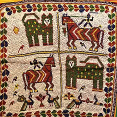 Prachin . प्राचीन  ❂ Antique Beadwork Wall Hanging -Tiger & Horse