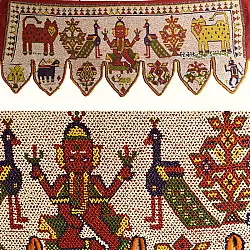 Prachin . प्राचीन  ❂ Antique traditional Beadwork Wall Toran ( 44x17 inch )
