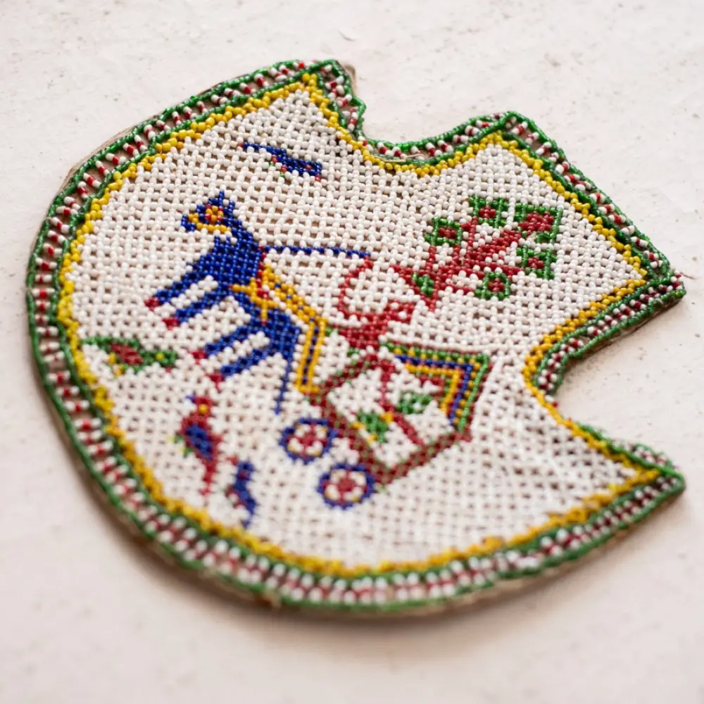 Handmade Antique Bead Work  ~ Fan - Horse Cart