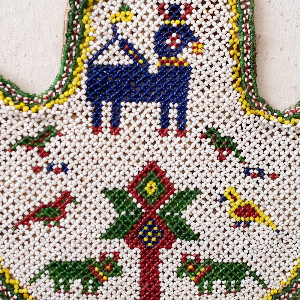 Handmade Antique Bead Work - Fan