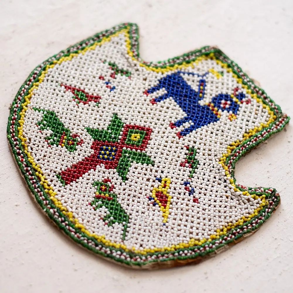Handmade Antique Bead Work - Fan