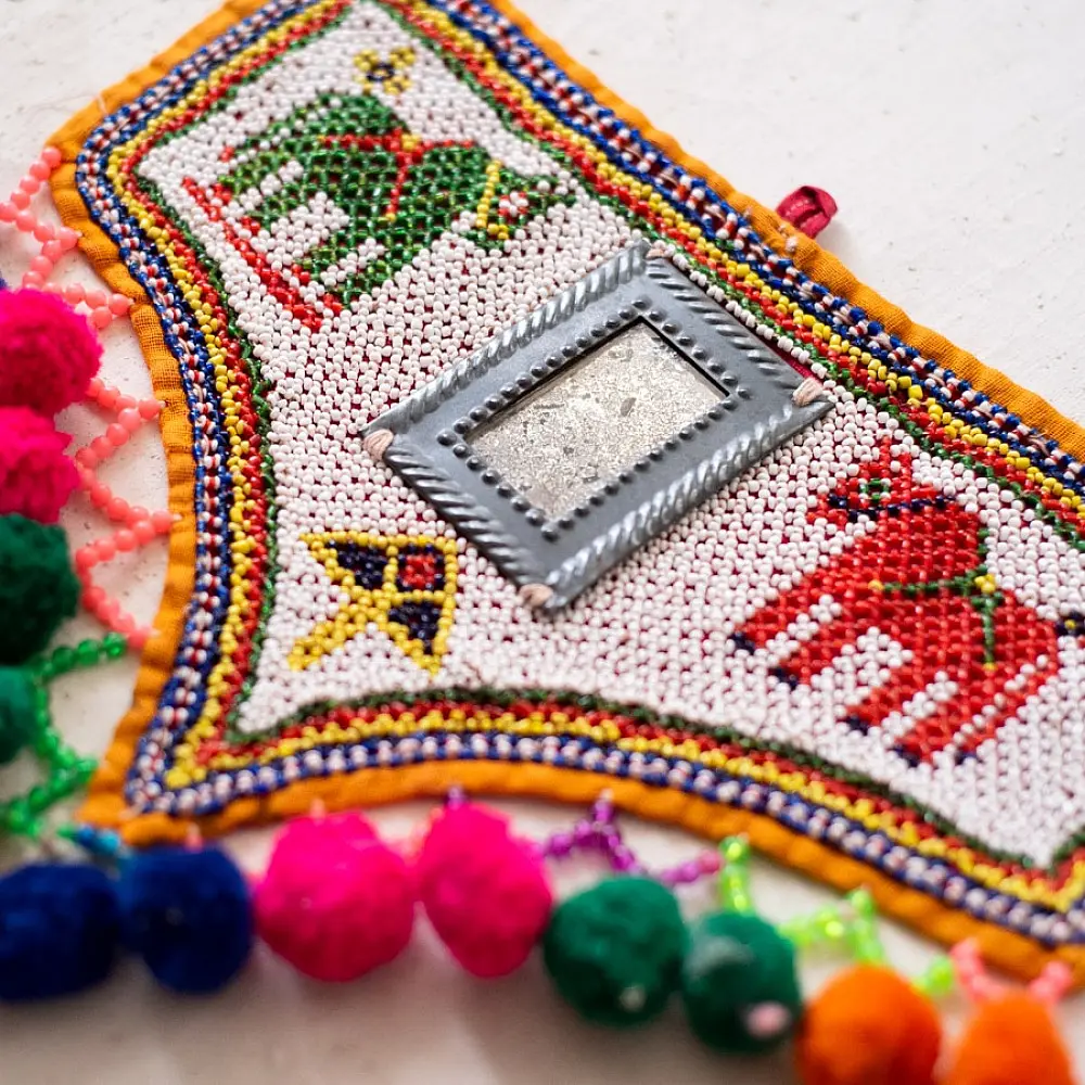 Handmade Antique Bead Work  ~ Wall Hanging Horse Motif