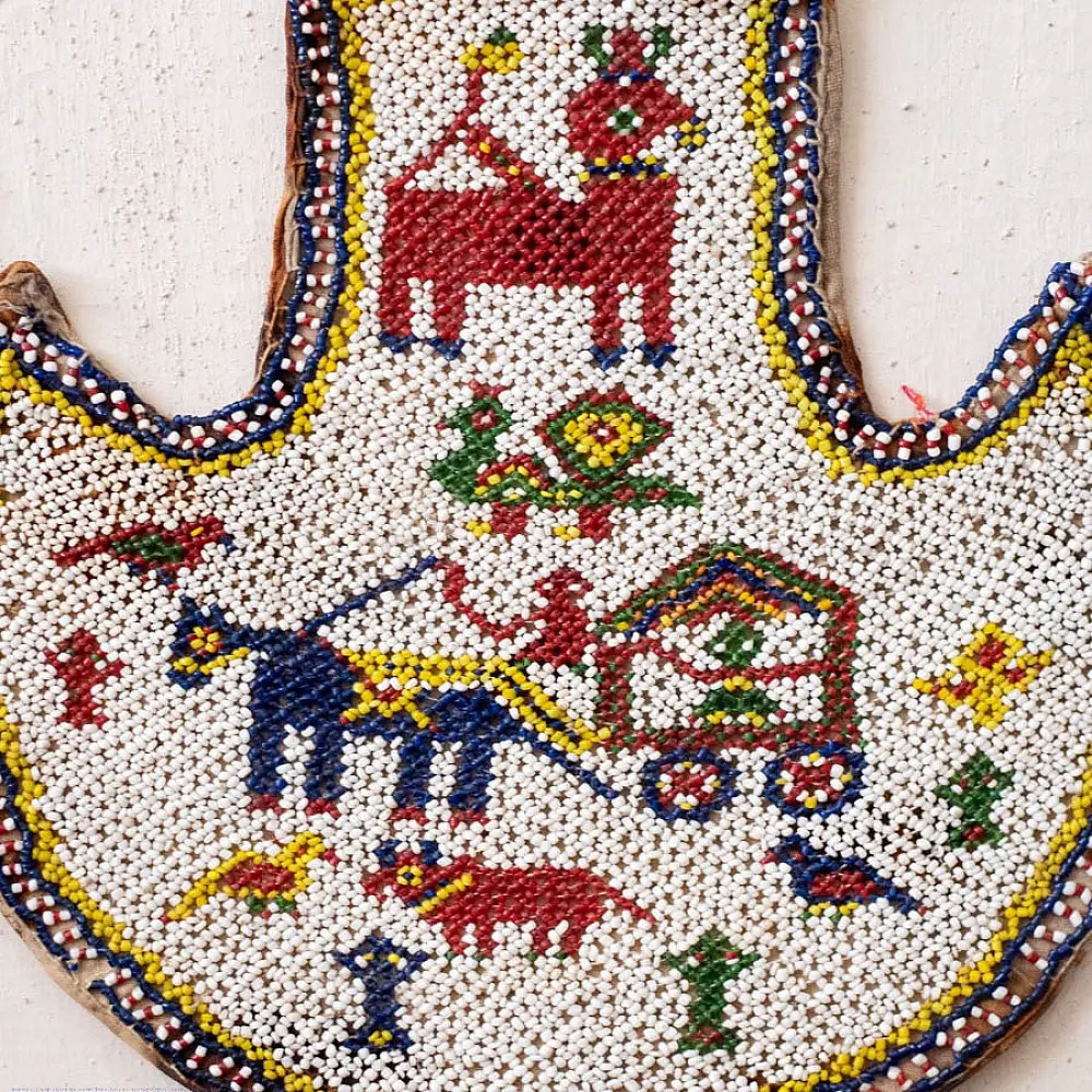 Handmade Old & Antique Bead Work  ~ Wall Hanging Fan (Vinjano)