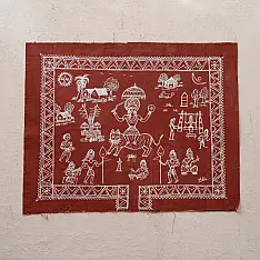 Muria Painting | Bhitti Chitra ( 22" x 8.5" ) - Danteshwari Jatra