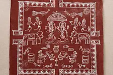 Muria Painting | Bhitti Chitra ( 22" x 8.5" ) - Lakshmi Jagar