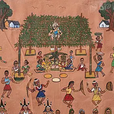 Muria Painting | Bhitti Chitra ( 22" x 8.5" ) - Madya Bihav