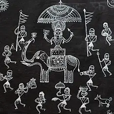 Muria Painting | Bhitti Chitra ( 24 x24 Inch ) - Mavli Bihav