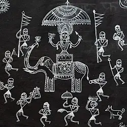 Muria Painting | Bhitti Chitra ( 24 x24 Inch ) - Mavli Bihav