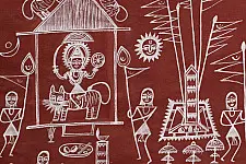 Muria Painting | Bhitti Chitra ( 36" x 23"  inch) - Goncha Parav