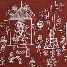 Muria Painting | Bhitti Chitra ( 36" x 23"  inch) - Goncha Parav