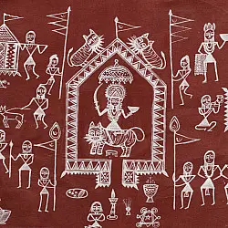 Muria Painting | Bhitti Chitra ( 36" x 22.5" ) - Devi Jatra