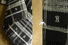 Salt Deserts of Kutch | Kutchi Bhujodi Hand spun Raw Woollen Black Shawl 