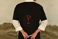 Handmade Applique Tshirt | Snake & Wine Glass Back Side