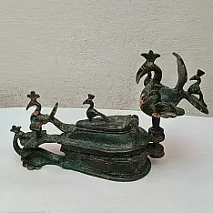 Antique Brass Tilak Box | Birds 