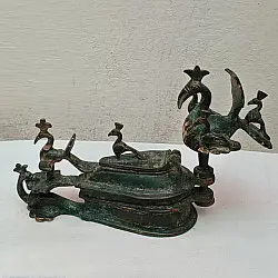 Antique Brass Tilak Box | Birds 