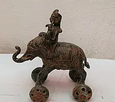 Antique Brass Elephant on wheel | Table Decor