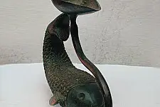 Antique Brass Diya | Fish Design