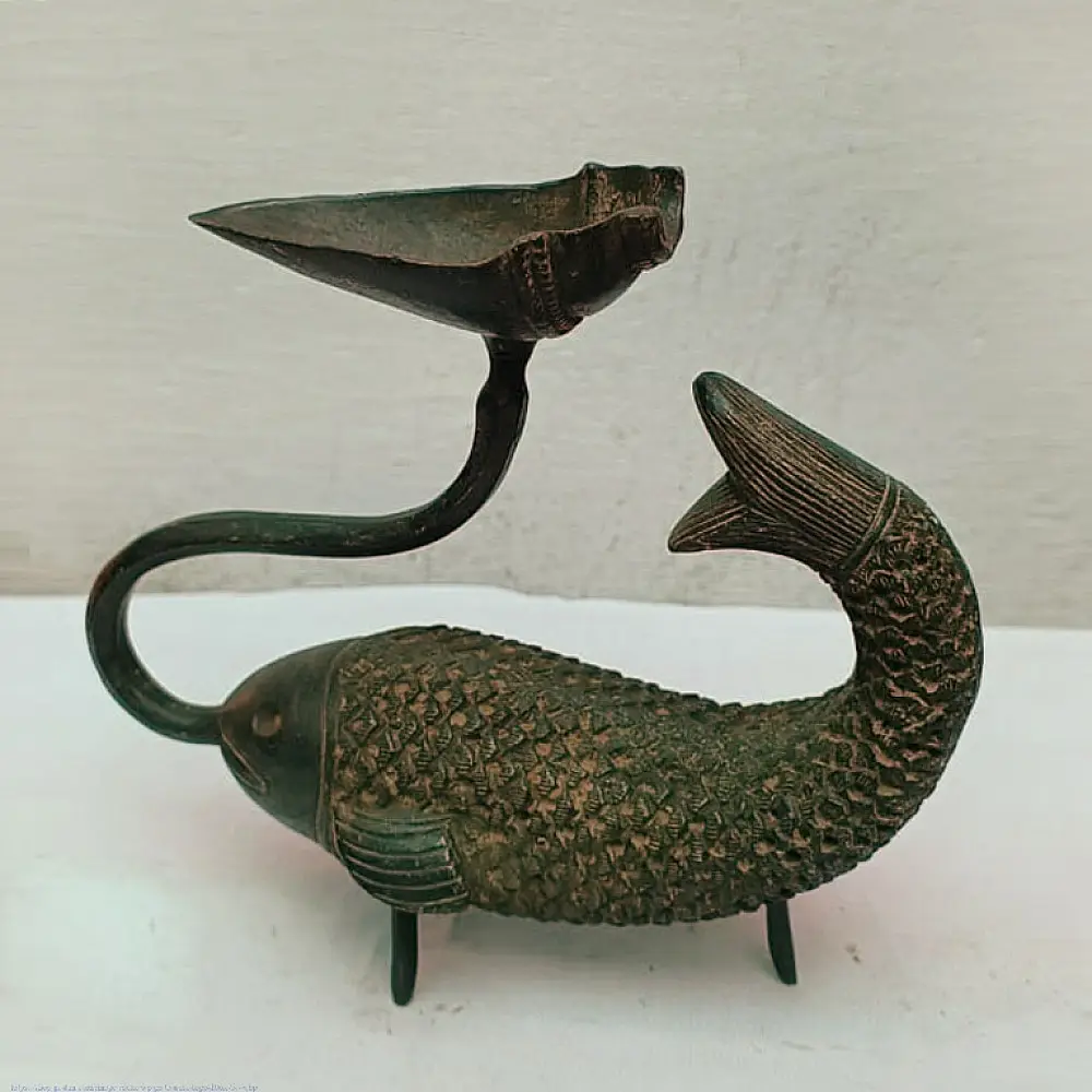 Rare antique fish diya