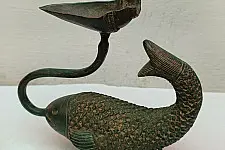 Antique Brass Diya | Fish Design
