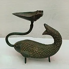 Antique Brass Diya | Fish Design