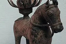 Antique Brass horse on wheel | Candle holder