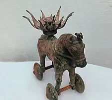 Antique Brass horse on wheel | Candle holder