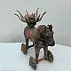 Rare antique horse on wheel Candle holder