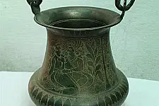 Antique Brass Kamandal | Erotic Hand carving