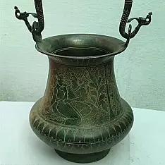 Antique Brass Kamandal | Erotic Hand carving